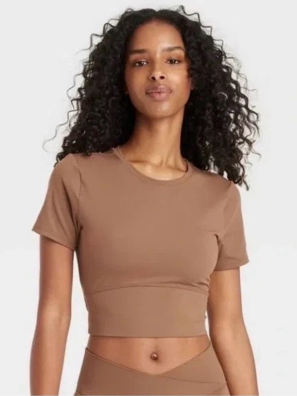 JoyLab Women's Crop Active Tee Mocha Size S